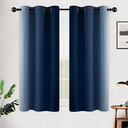 SimpleHome Ombre Room Darkening Curtains 54 inches Length for Bedroom,Grommet Gradient Light Blocking Blue Gradient Window Curtains for Living Room,2 Panels, 42x54 inches