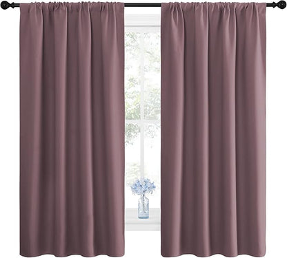 NICETOWN Blackout Curtains for Living Room, Darkening Window Curtain Panels, Easy-Care Solid Thermal Insulated Draperies/Drapes for Daughter Room (Dry Rose, 2 Panels, 42 by 63)