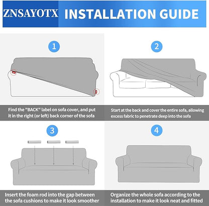 ZNSAYOTX 1 Piece Jacquard Couch Covers for 3 Cushion Couch High Stretch Sofa Cover for Pets Dogs Anti Slip Extra Large Sofa Slipcovers Furniture Protector (X-Large, New Pattern Coffee)