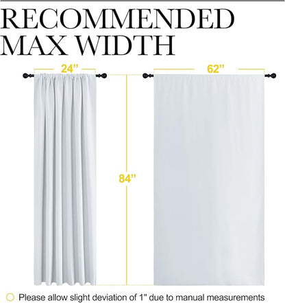 NICETOWN Bedroom Window Curtain Panels - Window Treatment Thermal Insulated Rod Pocket Room Darkening Curtains/Drapes for Patio Door (Greyish White, 2 Panels, 62 in x 84 in (W x L))