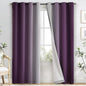 Yakamok 100% Blackout Curtains 84 Inch Length 2 Layers,Purple Curtains for Bedroom Ombre Room Darkening Grommet Gradient Drapes, Light Blocking Thermal Insulated Window Curtains for Living Room