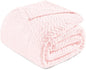 Exclusivo Mezcla Fleece Queen Size Blanket for Bed, 90x90 Inches Soft Cozy Jacquard Flannel Blankets, Lightweight Fuzzy Plush Warm for Women, Light Pink