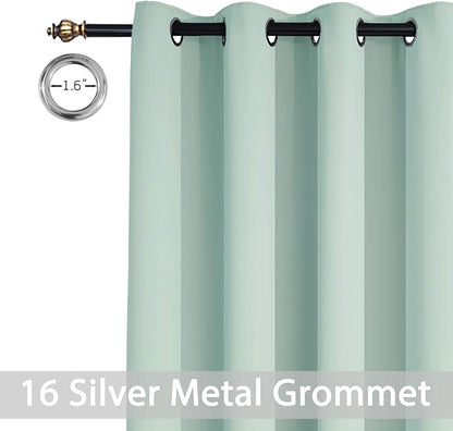 Yakamok Extra Wide Blackout Curtain for Sliding Glass Door, Grommet Thermal Insulated Room Divider Curtain 100W x 84L inch, Room Darkening Patio Curtain,8.3ft Wide x 7ft Tall, 1 Panel,Aqua