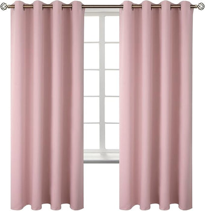 BGment Room Darkening Curtains 72 Inches Long - Grommet Thermal Insulated Drapes Window Treatment Curtains for Bedroom, 2 Panels, 52 x 72 Inch, Baby Pink