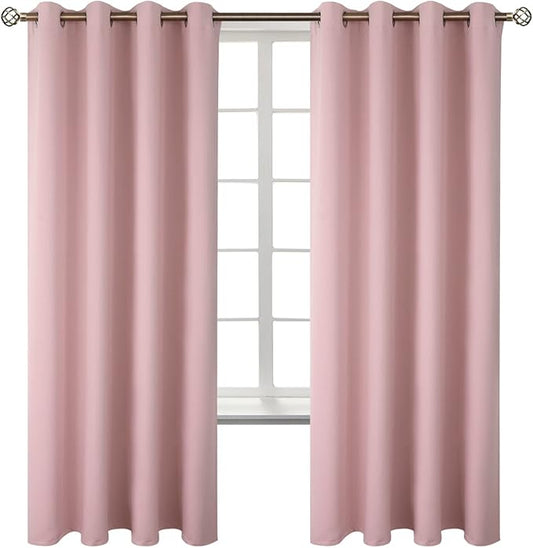 BGment Room Darkening Curtains 72 Inches Long - Grommet Thermal Insulated Drapes Window Treatment Curtains for Bedroom, 2 Panels, 52 x 72 Inch, Baby Pink