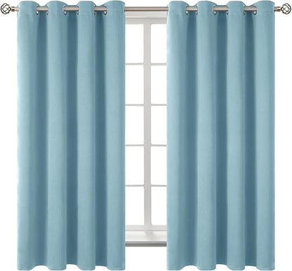 BGment Room Darkening Curtains 63 Inches Long - Grommet Thermal Insulated Drapes Window Treatment Curtains for Bedroom, 2 Panels, 52 x 63 Inch, Greyish Blue