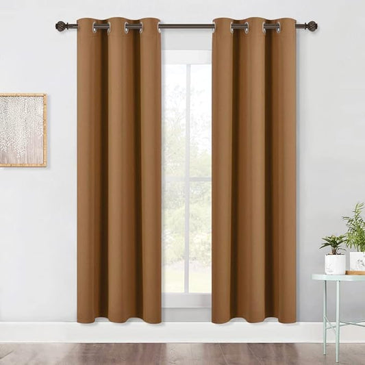 NICETOWN Sleek Blackout Curtains 72 inches Length for Windows, Noise Reducing and Block Draft Panels for Door Doorway Laundry Office Luxury Decor Theme (2 Panels, Gold Brown, W42 x L72 -Inch)