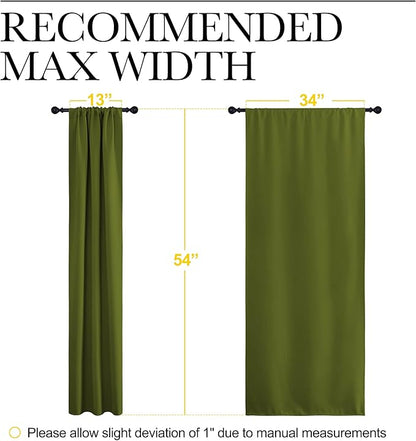 NICETOWN Kitchen Curtains, Short Blackout Curtains & Drapes, Thermal Insulated Rod Pocket Window Treatment Draperies for Nursery (Olive Green, 34 in x 54 in (W x L), Set of 2)