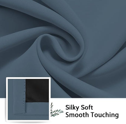 SimpleHome 100% Blackout Curtains for Bedroom,Thermal Insulated Grommet Window Drapes Room Darkening Stone Blue Curtains for Living Room with Black Back,52 x 84 Inch,2 Panels