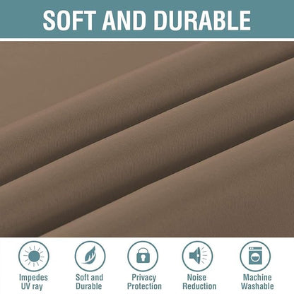 H.VERSAILTEX Blackout Curtain for Living Room Small Window Kitchen Blackout Curtains 45 inch Length Energy Saving Solid Grommet Blackout Drape, One Panel, Macchiato, 52" W x 45" L