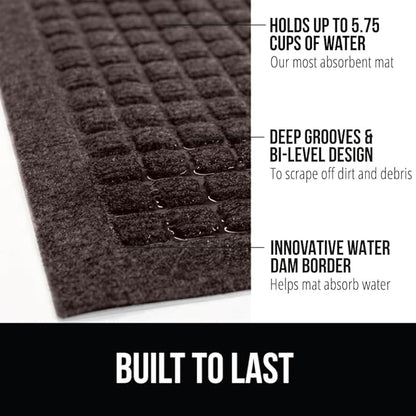 GORILLA GRIP® Ultra Absorbent Front Door Mat Outside Entrance 35x23, Traps Dirt and Moisture, HydroABSORB Indoor Outdoor Doormat Holds Up to 5.7 Cups Water, Stain and Fade Resistant Welcome Mat Coffee