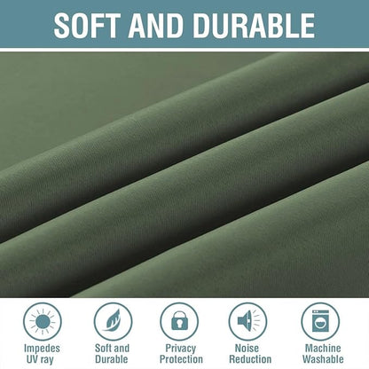 H.VERSAILTEX Blackout Curtain for Living Room Thermal Insulated Window Treatment Curtain Extra Long 108 inch Length Energy Saving Solid Grommet Blackout Drape, One Panel, Bronze Green, 52" W x 108" L
