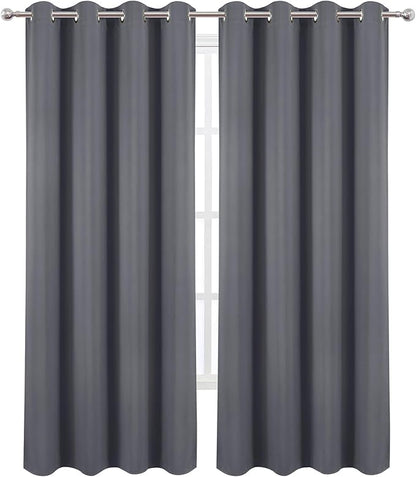 LEMOMO Blackout Curtains 52 x 120 Inch Long Grey Curtains Set of 2 Panels Room Darkening Curtains for Bedroom and Living Room