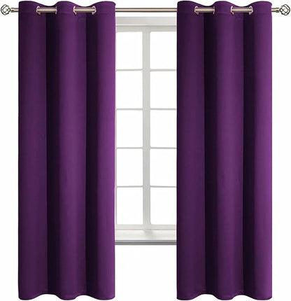 BGment Blackout Curtains - Grommet Thermal Insulated Room Darkening Bedroom and Living Room Curtain, Set of 2 Panels (42 x 63 Inch, Royal Purple)