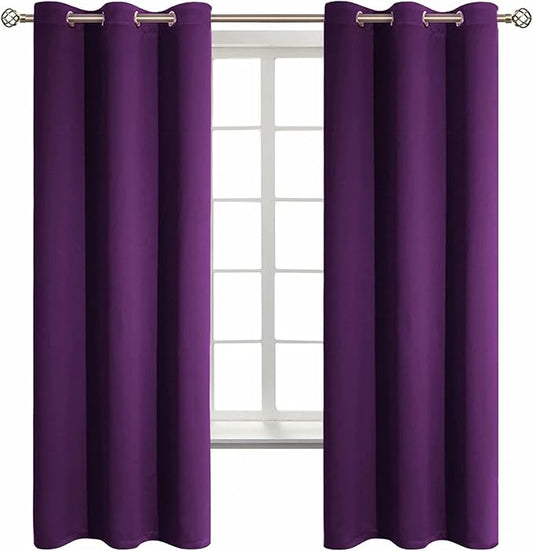 BGment Blackout Curtains - Grommet Thermal Insulated Room Darkening Bedroom and Living Room Curtain, Set of 2 Panels (42 x 63 Inch, Royal Purple)