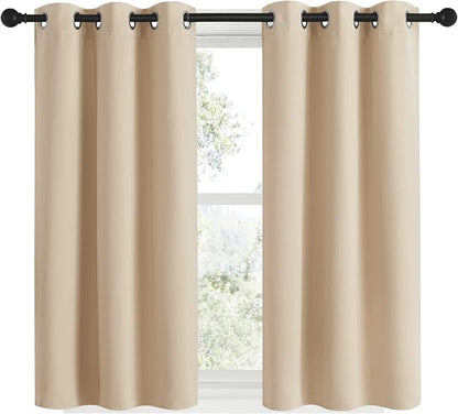 NICETOWN Room Darkening Curtain Panels for Cafe, Thermal Insulated Grommet Room Darkening Draperies/Drapes for Window (Biscotti Beige, 2 Panels, W34 x L48 -inch)