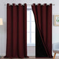 Yakamok 100% Blackout Window Curtain Panels, Heat and Full Light Blocking Drapes with Black Liner for Dedroom,Thermal Insulated Draperies for Living Room(Burgundy Red, 2 Pieces, 52Wx108L)