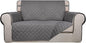 PureFit Reversible Quilted Sofa Cover, Water Resistant Medium Slipcover Furniture Protector, Washable Couch Cover with Non Slip Foam and Elastic Straps for Kids, Dogs, Pets (Loveseat, Gray/Gray)