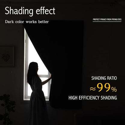 Blackout Curtains for Bedroom Sticky Curtain Blackout Window Cover Self Adhesive Curtains Rod No Drillng, 47" W X 96" L, Light Grey, 1 Panel
