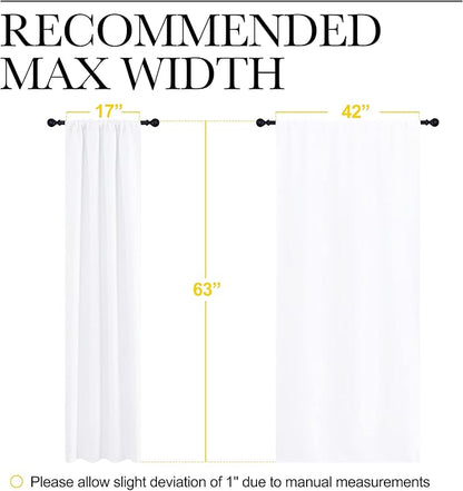 NICETOWN Bedroom Curtains - Window Treatment Rod Pocket Curtains/Drapes for Bedroom (2 Panels, 42 by 63, White)