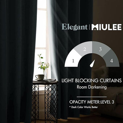 MIULEE Blackout Curtains for Bedroom Living Room Thermal Insulated Room Darkening Grommet Top Solid Light Blocking Drapery Set of 2 Window Panels 52 x 72 Inches Slate Blue