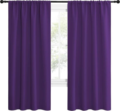 NICETOWN Blackout Curtains for Living Room - Triple Weave Home Decoration Thermal Insulated Solid Rod Pocket Blackout Drapes for Bedroom(Set of 2, 42 x 72 Inch, Royal Purple)