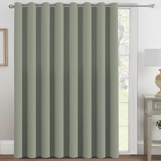 H.VERSAILTEX Blackout Patio Curtains 100 x 84 Inches for Sliding Door Extral Wide Blackout Curtain Panels Thermal Insulated Room Divider - Grommet Top, 7' Tall by 8.5' Wide - Sea Grass