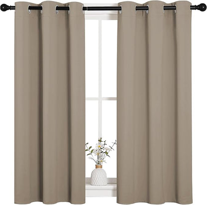 NICETOWN Bedroom Curtain Panels Blackout Draperies, Thermal Insulated Solid Grommet Blackout Curtains/Drapes (Taupe, 1 Pair, 34 by 45-inch)