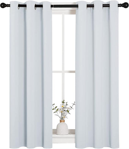 NICETOWN Room Darkening Draperies Curtains Panels, 2 Panels, 29 by 40, Greyish White, Window Treatment Thermal Insulated Grommet Room Darkening Curtains/Drapes for Bedroom
