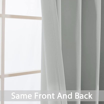 Yakamok Soft and Smooth Blackout Curtains for Bedroom - Grommet Thermal Insulated Room Darkening Curtains for Living Room, Set of 2 Panels (42 x 72Inch, Light Grey)