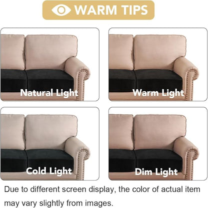 H.VERSAILTEX Velvet Stretch Couch Cushion Cover Plush Cushion Slipcover for Chair Loveseat Sofa Cushion Furniture Protector Seat Cushion Sofa Cover (3 Piece XL Sofa Cushion Covers, Black)