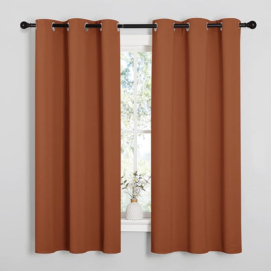NICETOWN Bedroom Curtains 63 inches Long, Privacy and Thermal Insulated Blackout Drapes for Windows (Burnt Orange, 1 Pair, 42 x 63 inches)