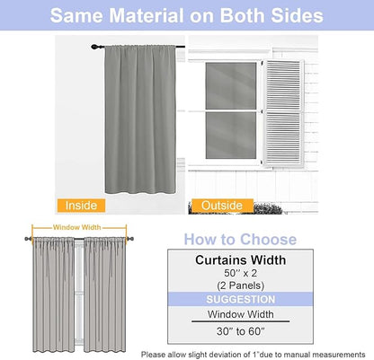 Simplebrand Ava Grey Blackout Curtains for Bedroom 90 Inches Long 2 Panels Set, Solid Privacy Energy Saving Living Room Window Treatment Curtains Blackout Drapes, W50 x L90 Inch, Grey