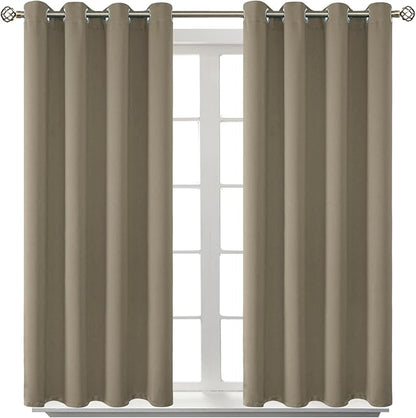 BGment Room Darkening Curtains 45 Inches Long - Grommet Thermal Insulated Drapes Window Treatment Curtains for Bedroom, 2 Panels, 52 x 45 Inch, Cocoa