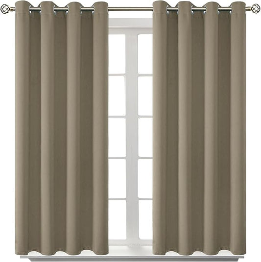 BGment Room Darkening Curtains 45 Inches Long - Grommet Thermal Insulated Drapes Window Treatment Curtains for Bedroom, 2 Panels, 52 x 45 Inch, Cocoa