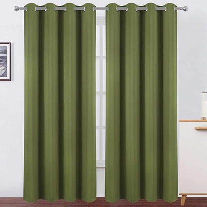 LEMOMO Blackout Curtains 52 x 90 Inch Long Olive Green Curtains Set of 2 Panels Room Darkening Curtains for Bedroom and Living Room