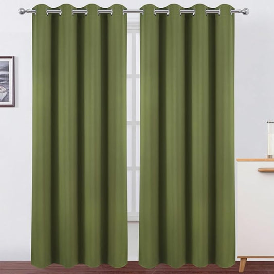LEMOMO Blackout Curtains 52 x 90 Inch Long Olive Green Curtains Set of 2 Panels Room Darkening Curtains for Bedroom and Living Room