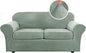 H.VERSAILTEX Real Velvet Plush 3 Piece Stretch Sofa Covers Couch Covers for 2 Cushion Couch Sofa Slipcovers Width Up to 90 Inch Thick Soft Stay in Place (Large Sofa, Sea Grass)