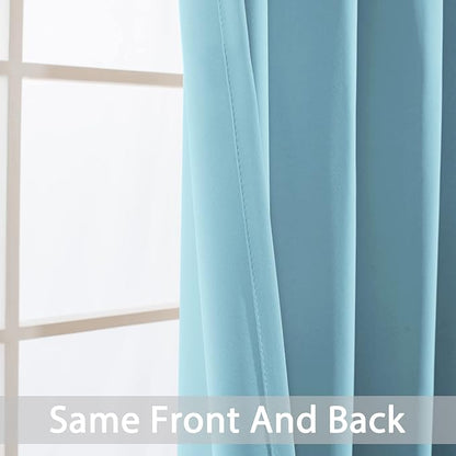 Yakamok Blackout Window Valances for Kitchen Thermal Insulated Blackout Grommet Top Curtain for Bedroom,Sky Blue, 52x36 Inch, 2 Panels