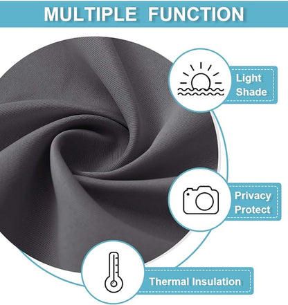 RYB HOME Short Blackout Curtains for Bedroom, Room Darkening Insulated Summer Heat Light UV Blocking Energy Saving Drapes for Nursery, Width 42 by Length 48, Grey, Set of 2