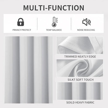 Joydeco White Curtains 108 Inches Long 2 Panels Set, Thermal Insulated Long Curtains& Drapes 2 Burg, Room Darkening Grommet Drapes for Living Room Bedroom Window (W52 x L108 Inch, Greyish White)