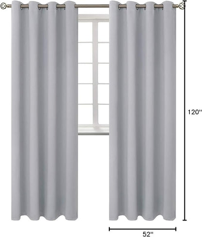 BGment Room Darkening Curtains 120 Inches Long - Grommet Thermal Insulated Drapes Window Treatment Curtains for Bedroom, 2 Panels, 52 x 120 Inch, Light Grey