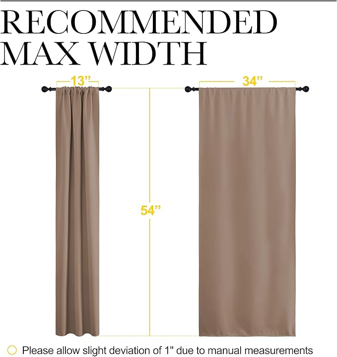 NICETOWN Kitchen Window Blackout Curtains - Window Treatment Thermal Insulated Rod Pocket Small Blackout Draperies/Drapes for Bedroom/Kitchen (Cappuccino, Set of 2, 34 inches Wide by 54 inches Long)