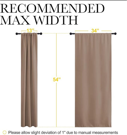 NICETOWN Kitchen Window Blackout Curtains - Window Treatment Thermal Insulated Rod Pocket Small Blackout Draperies/Drapes for Bedroom/Kitchen (Cappuccino, Set of 2, 34 inches Wide by 54 inches Long)