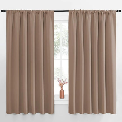 NICETOWN Kids Blackout Curtain Panels - Window Treatment Thermal Insulated Solid Rod Pocket Blackout Drapes for Bedroom (Cappuccino, Set of 2, 70 by 63 Inch)
