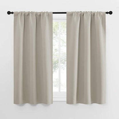 NICETOWN Blackout Curtains for Living Curtains, Room Darkening Window Curtain Panels, Easy-Care Solid Thermal Insulated Draperies/Drapes for Daughter Room (Natural, 2 Panels, 29 by 50)