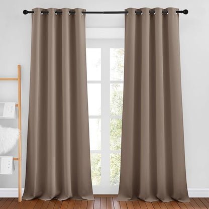 NICETOWN Cappuccino Blackout Bedroom Curtains 96 inches Long, Grommet Thermal Insulated Room Darkening Window Treatments Sound Reducing for Living Room, W46 x L96, 2 Panels
