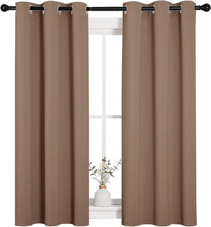 NICETOWN Window Draperies Room Darkening Curtain Panels, Window Treatment Thermal Insulated Solid Grommet Drapes for Bedroom (One Pair, 34 by 54 inches, Cappuccino)