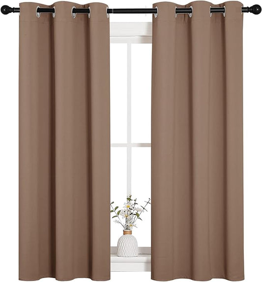 NICETOWN Window Draperies Room Darkening Curtain Panels, Window Treatment Thermal Insulated Solid Grommet Drapes for Bedroom (One Pair, 34 by 54 inches, Cappuccino)