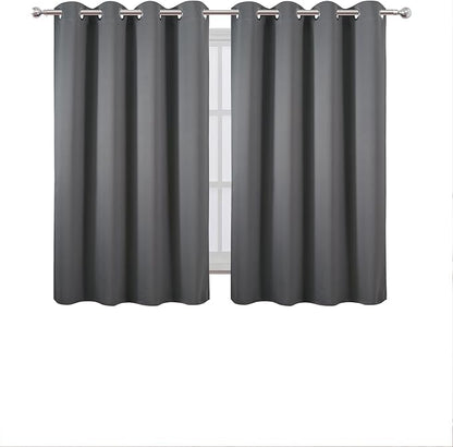 LEMOMO Blackout Curtains 66 x 54 Inch Long Frost Grey Curtains Set of 2 Panels Room Darkening Curtains for Bedroom and Living Room